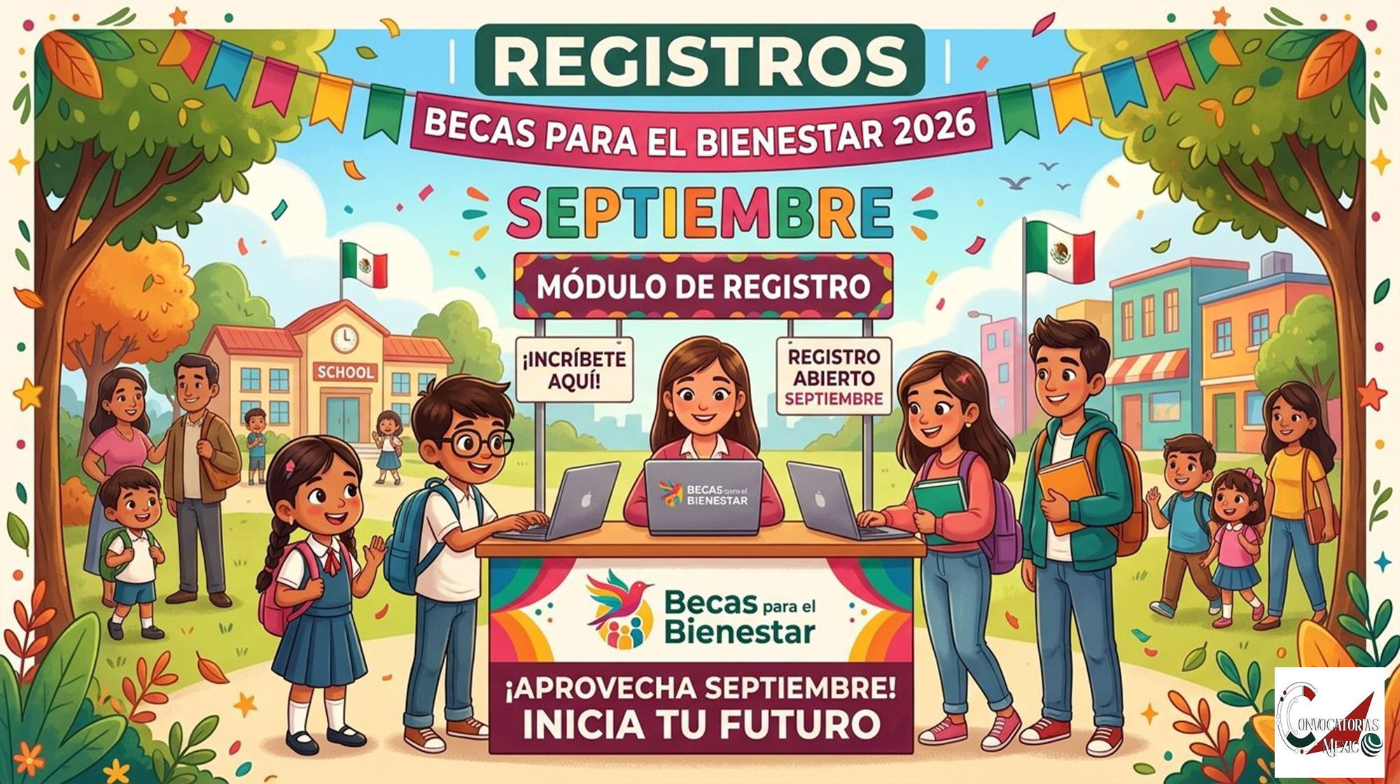Registros en el mes de septiembre de las Becas para el Bienestar 2026