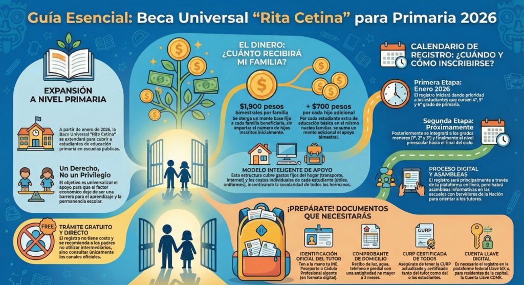 Beca Rita Cetina se Expande a Primaria en Enero 2026: Registro y Montos Confirmados 12 Desglose de Montos: El esquema $1,900 + $700