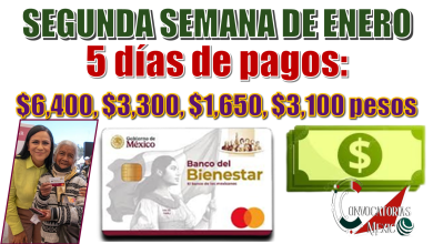 SEGUNDA SEMANA DE ENERO | 5 días de pagos: $6,400, $3,300,$1,650, $3,100 pesos