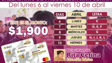 Semana de Pagos Beca Rita Cetina ¡Del 6 al 10 de Abril! ¿Qué letras reciben?