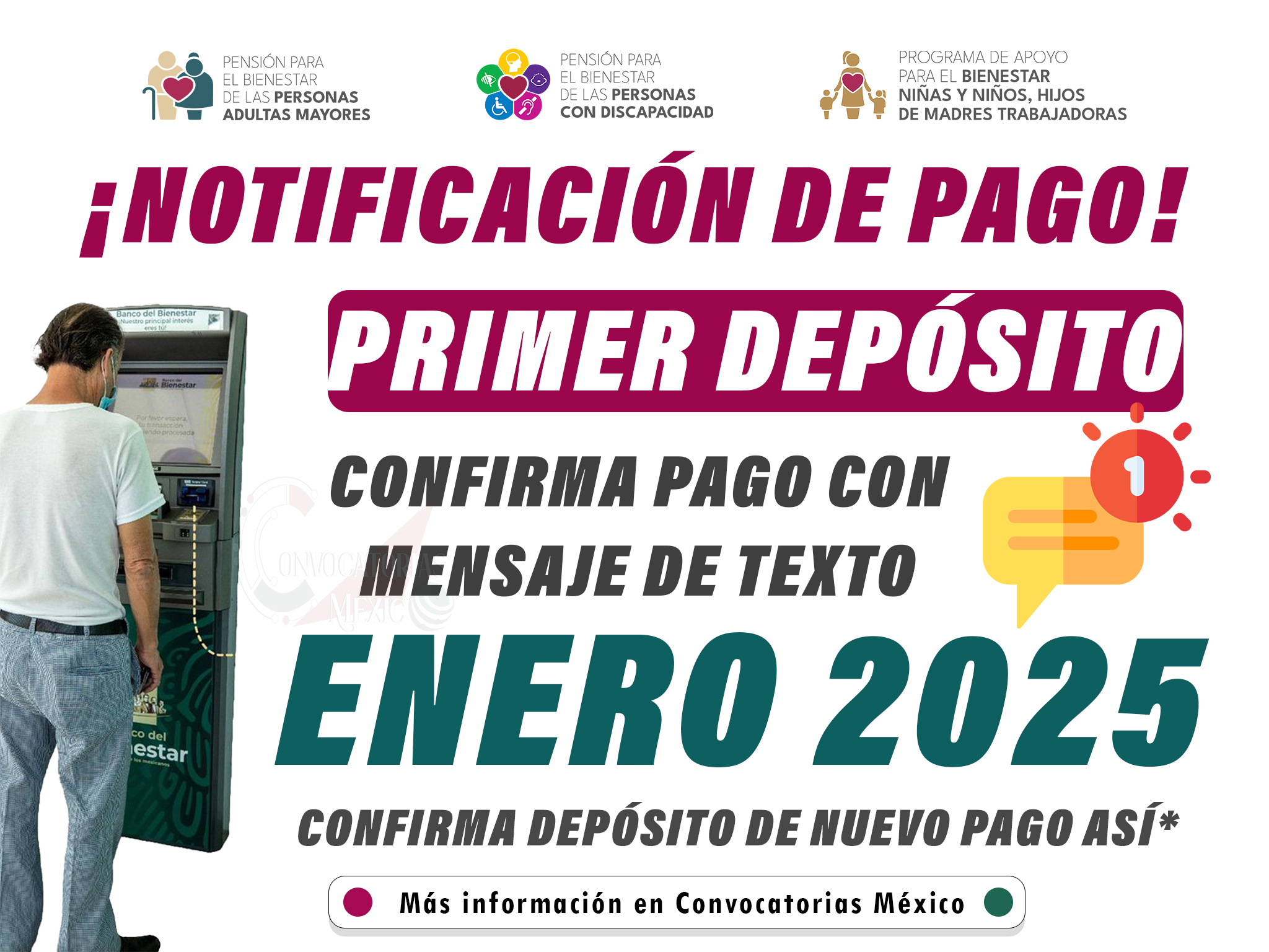 ¡Notificación de pagos! Este mensaje de texto llegará a tu celular para confirmar primer pago 2025