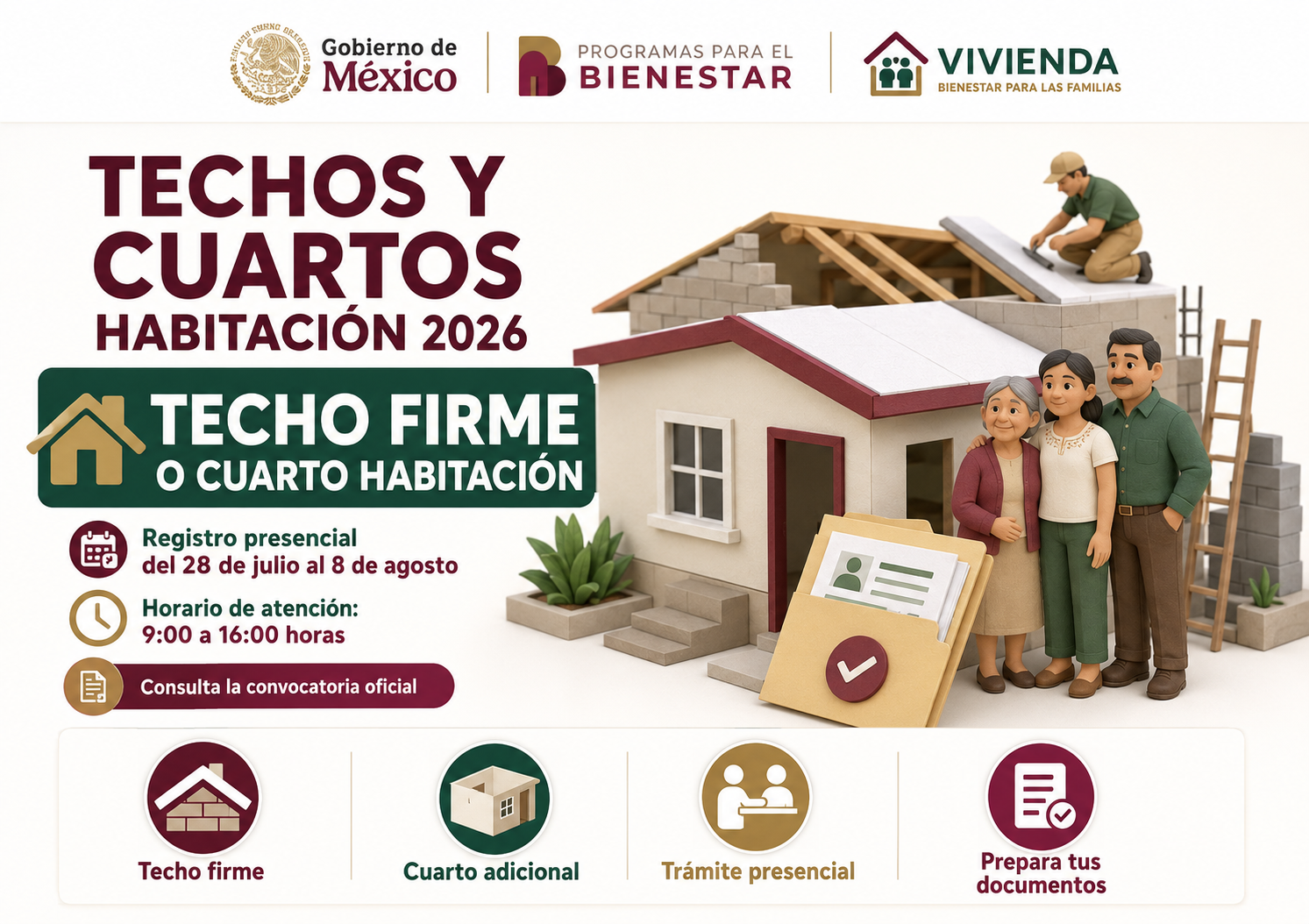 Techos y Cuartos Habitación 2026 en Felipe Carrillo Puerto: fechas y cómo registrarse