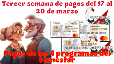 Tercer semana de pagos del 17 al 20 de marzo | Pagos de los 4 programas del bienestar