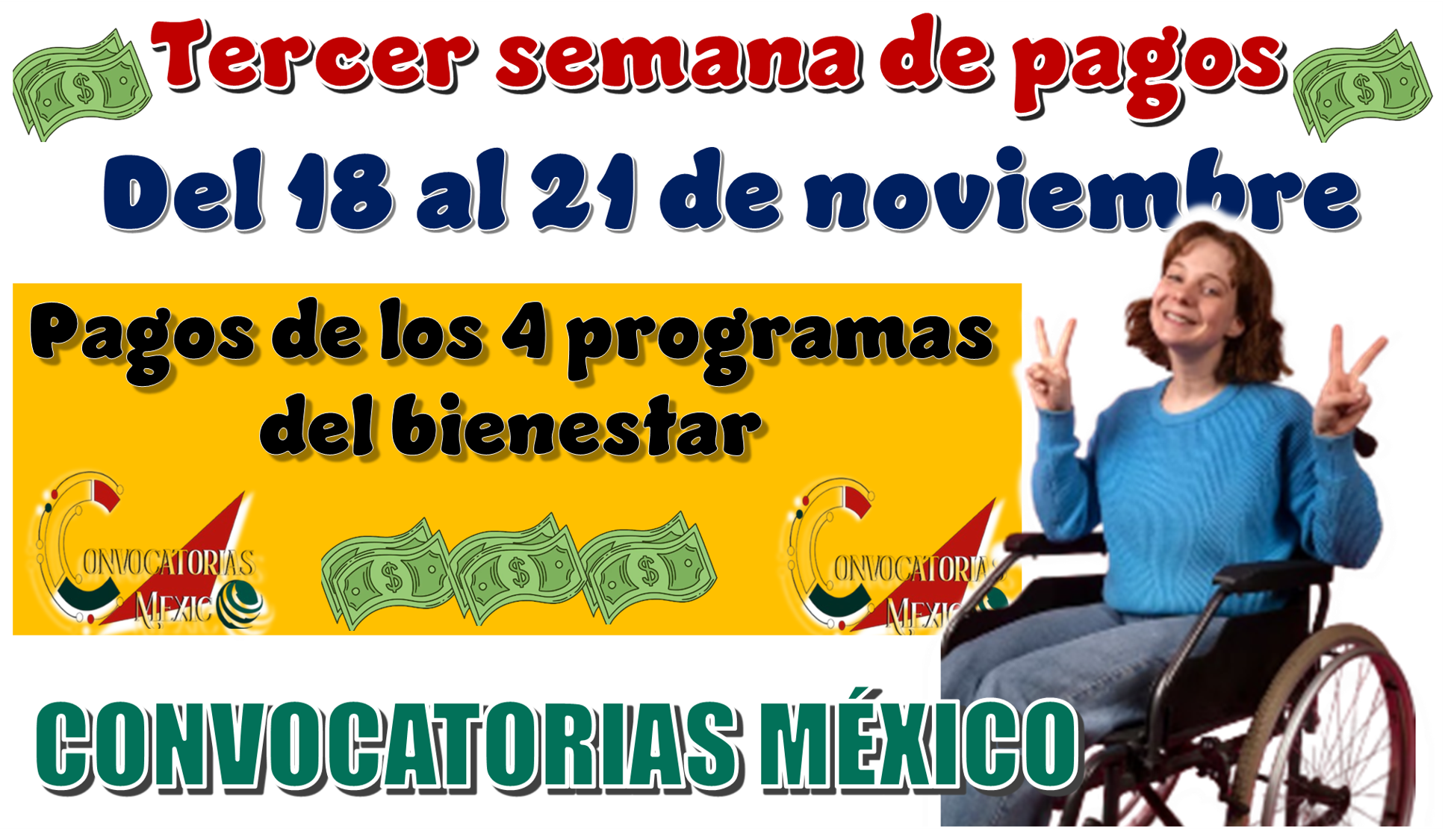 Tercer semana de pagos del 18 al 21 de noviembre | Pagos de los 4 programas del bienestar