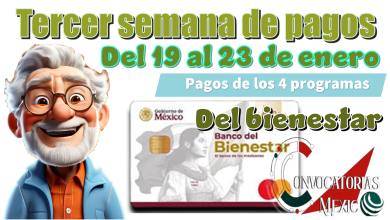 Tercer semana de pagos del 19 al 23 de enero Pagos de los 4 programas del bienestar