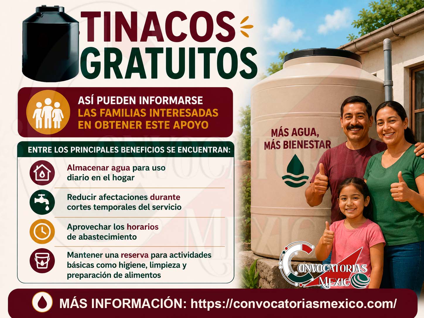 Tinacos gratuitos: Así pueden informarse las familias interesadas en obtener este apoyo
