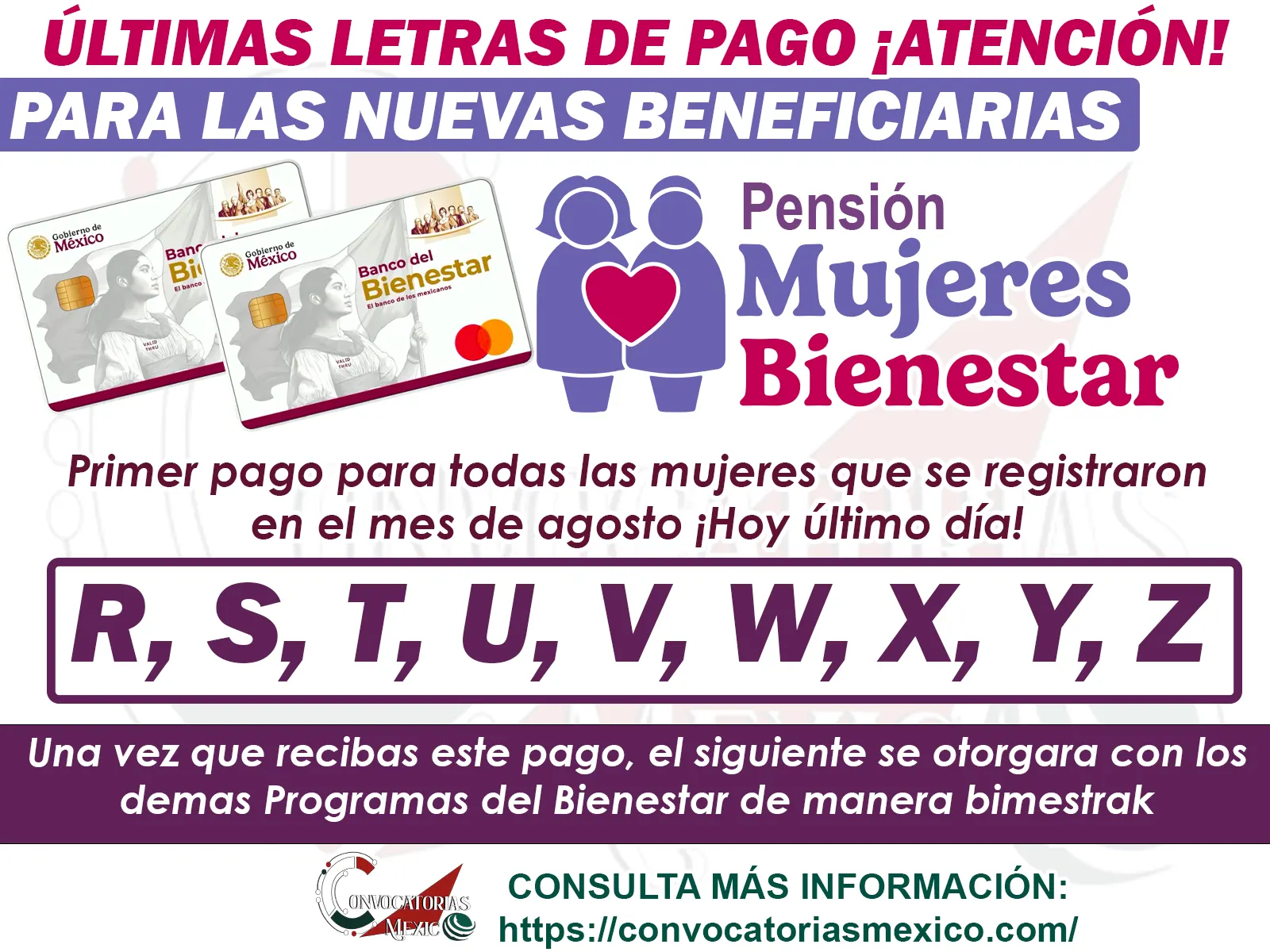 Último día de Pagos para las nuevas beneficiarias de la Pensión Mujeres Bienestar ¡Estos son las letras que cobraron hoy! 