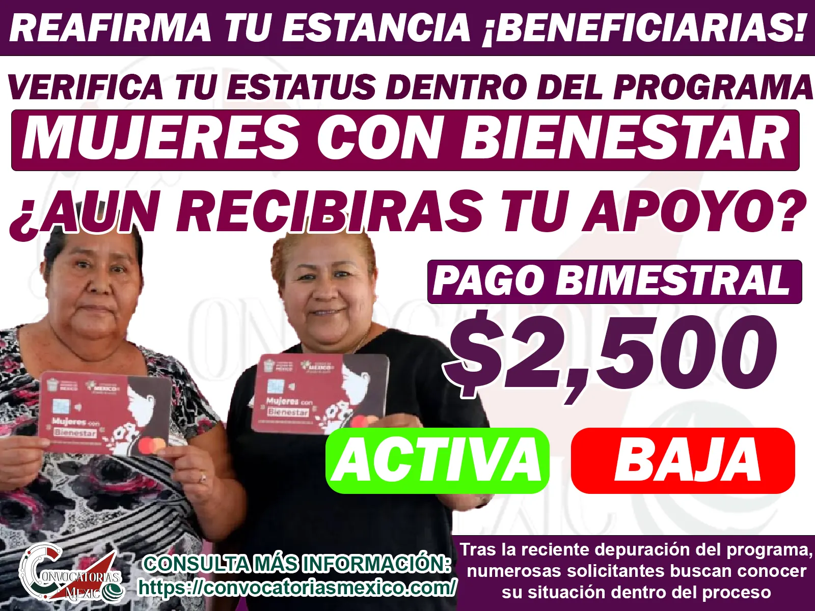 Verifica tu estatus dentro del  Programa Mujeres con Bienestar ¡Reafirma tu estancia dentro de este apoyo! 