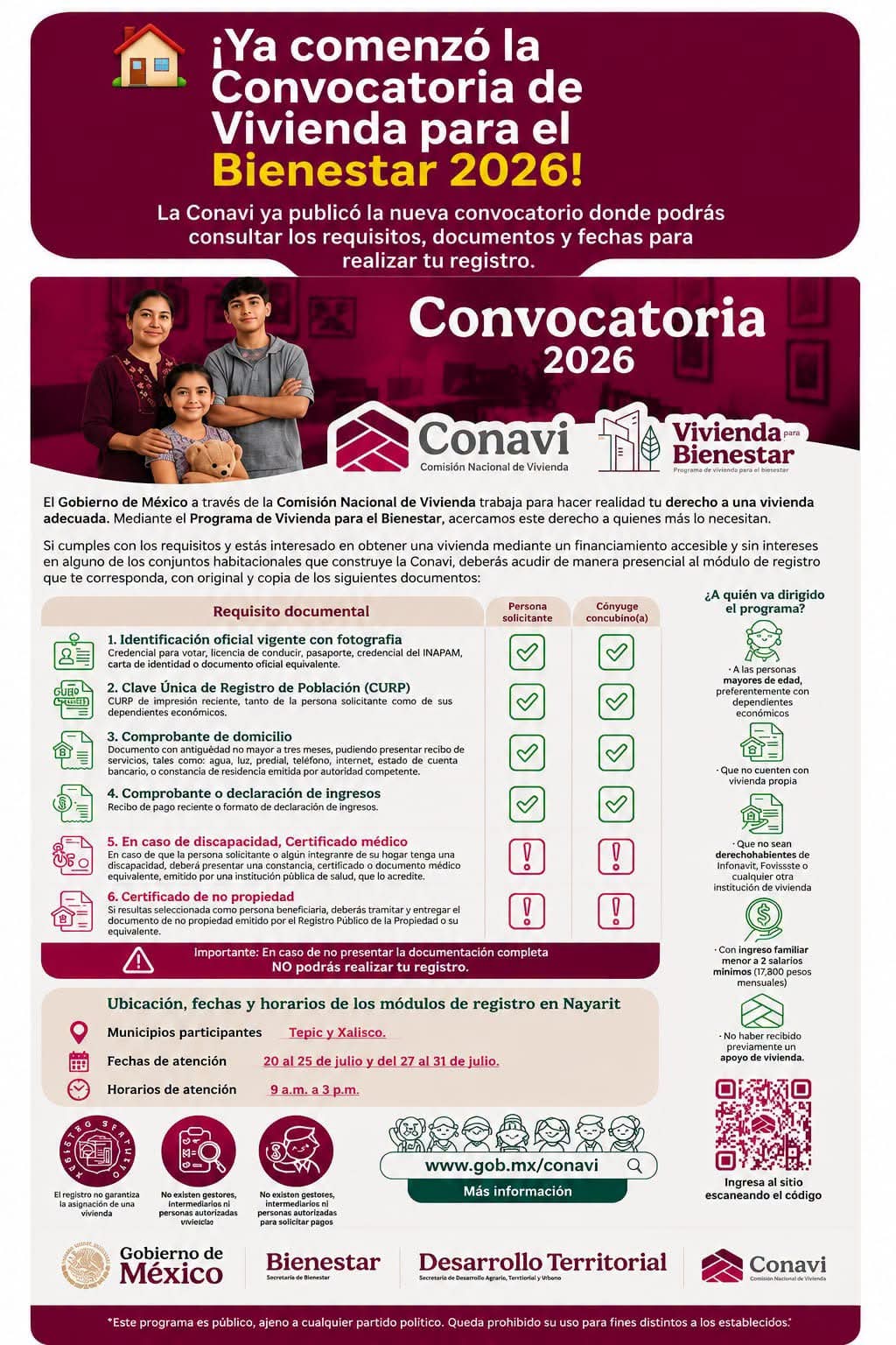 Convocatoria de Vivienda para el Bienestar 2026: estos son los requisitos, documentos y fechas que debes conocer antes de registrarte