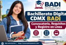 Estudiante frente a una computadora con información sobre el Bachillerato Digital CDMX BADI, convocatoria, requisitos de ingreso y registro en línea para estudiar el nivel medio superior en la Ciudad de México.