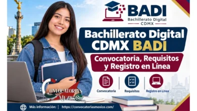 Estudiante frente a una computadora con información sobre el Bachillerato Digital CDMX BADI, convocatoria, requisitos de ingreso y registro en línea para estudiar el nivel medio superior en la Ciudad de México.