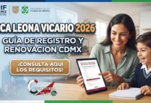 Madre de familia y estudiante consultando los requisitos de la Beca Leona Vicario 2026 del DIF CDMX para recibir apoyo económico mensual en la Ciudad de México.