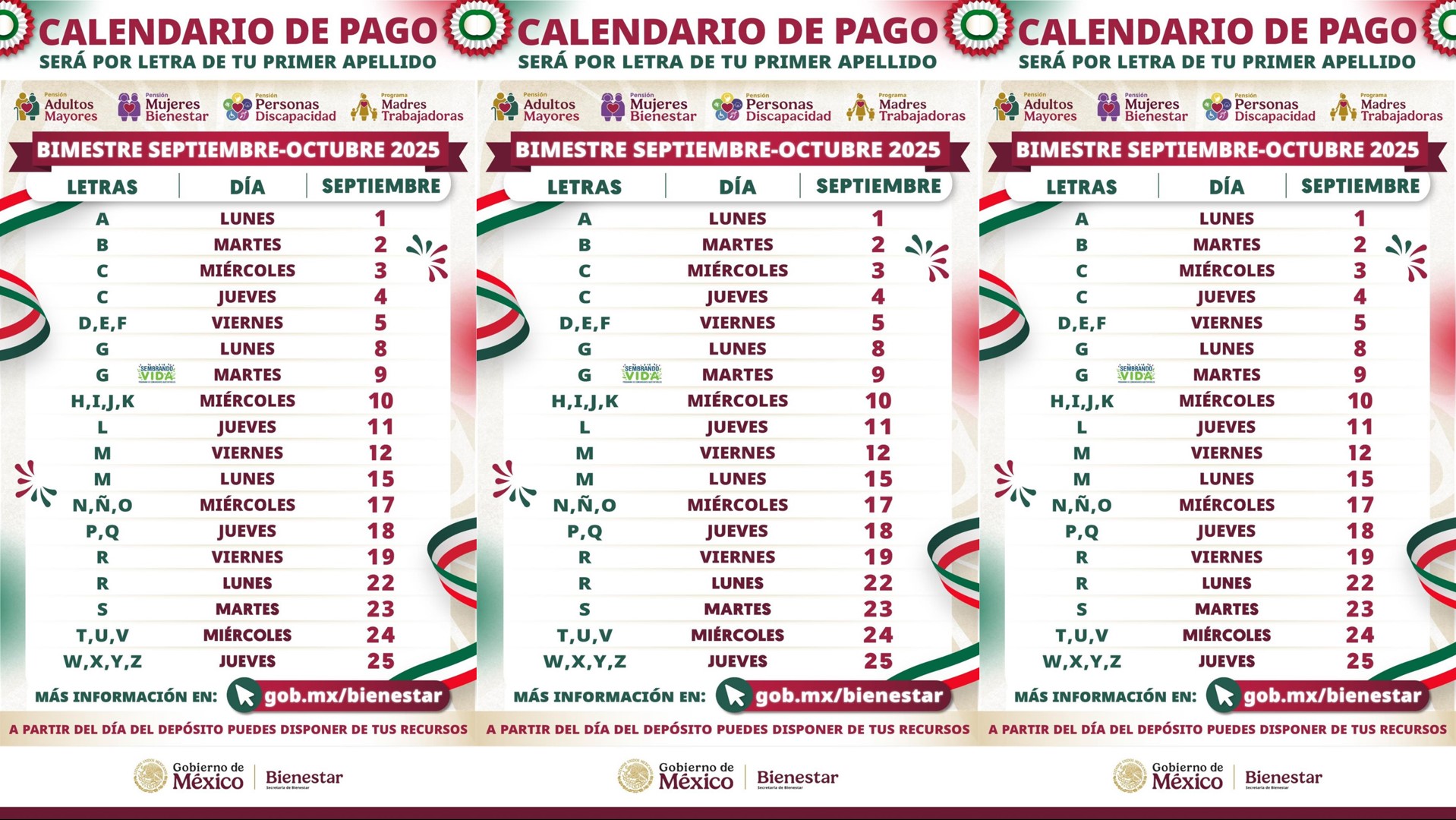 Pensión Bienestar: calendario oficial de septiembre–octubre dado a conocer por Ariadna Montiel Reyes, montos y cómo confirmar tu fecha