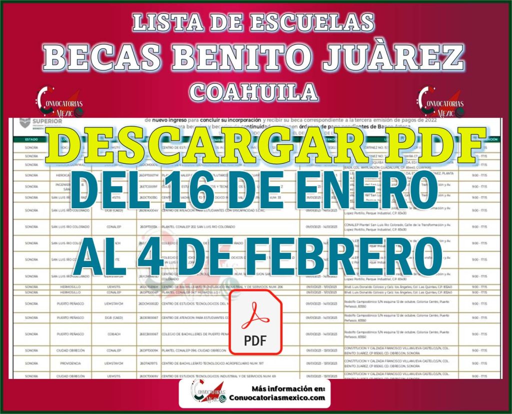 ¡Finalmente, podrás incorpórate o cobrar pagos pendientes! Lista de Escuelas Becas Benito Juárez Coahuila