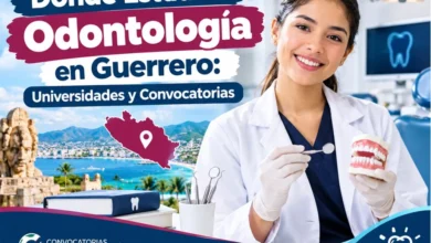 Estudiante de Odontología con bata blanca y modelo dental, ilustrando las opciones para estudiar la carrera en Guerrero, México.