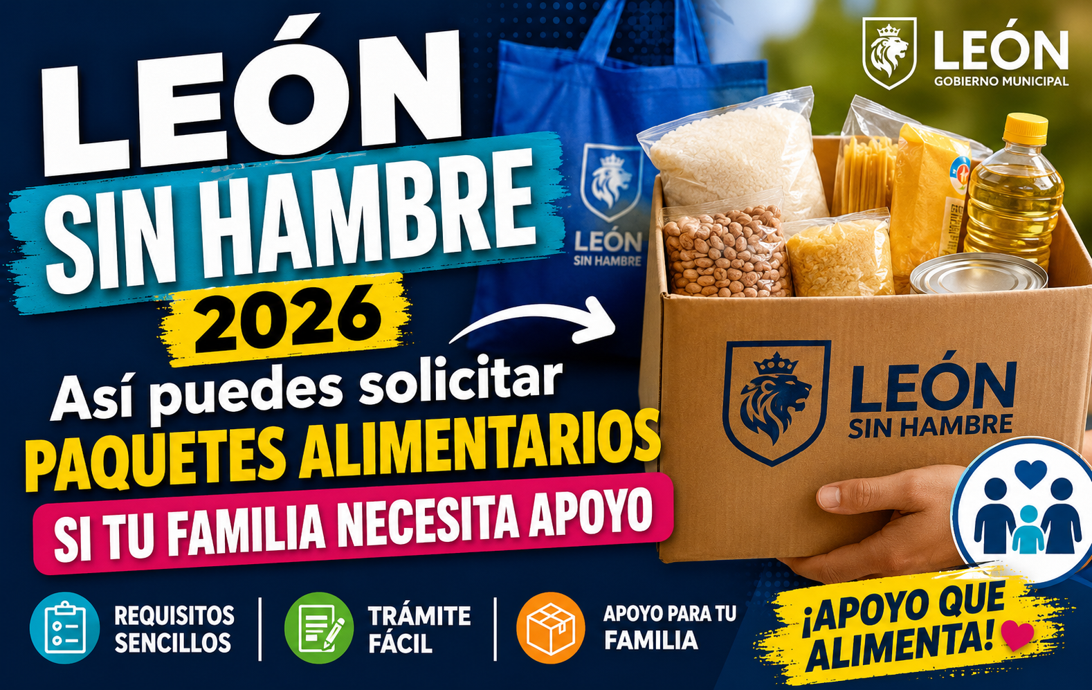 León Sin Hambre 2026: Así puedes solicitar paquetes alimentarios si tu familia necesita apoyo