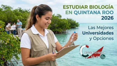 Estudiante de biología realizando investigación de campo en la costa y manglares de Quintana Roo México.