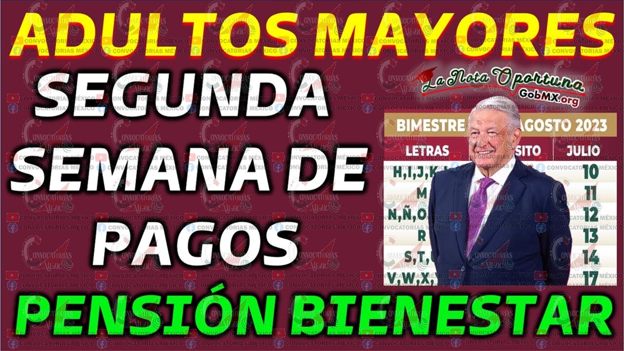 🔴¡ATENCIÓN ADULTO MAYOR! ¡SEGUNDA SEMANA DE PAGOS! A ESTAS LETRAS LES TOCA SU PAGO