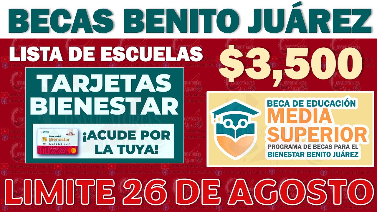 💳 ES TU OPORTUNIDAD 💸 Becas Benito Juárez LISTA DE ESCUELAS entrega de Tarjetas Bienestar 26 agosto