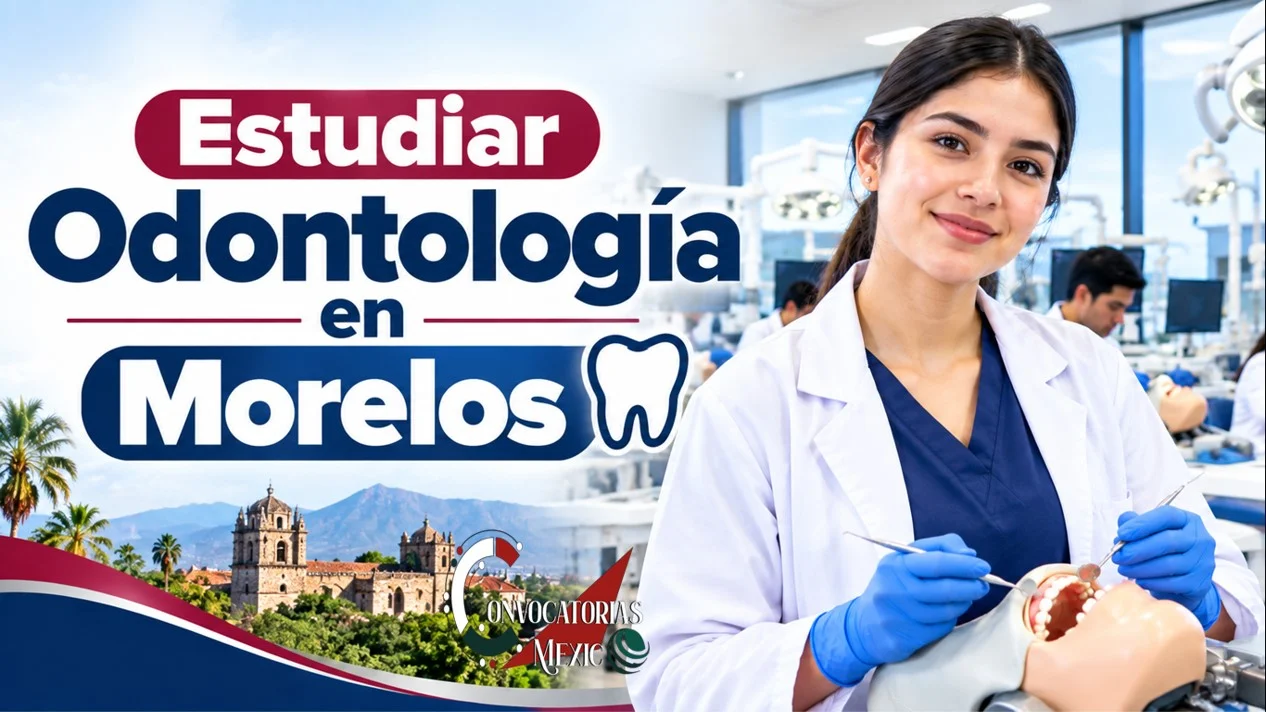 Estudiante de odontología practicando en un laboratorio clínico moderno con simuladores dentales en una universidad de Morelos.