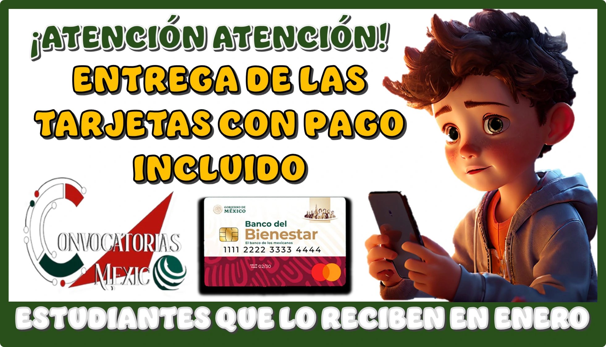 ¡ATENCIÓN ATENCIÓN!...ENTREGA DE LAS TARJETAS CON EL PAGO INCLUIDO...¿QUIÉNES SON LOS ESTUDIANTES QUÉ LO RECIBEN EN ENERO?