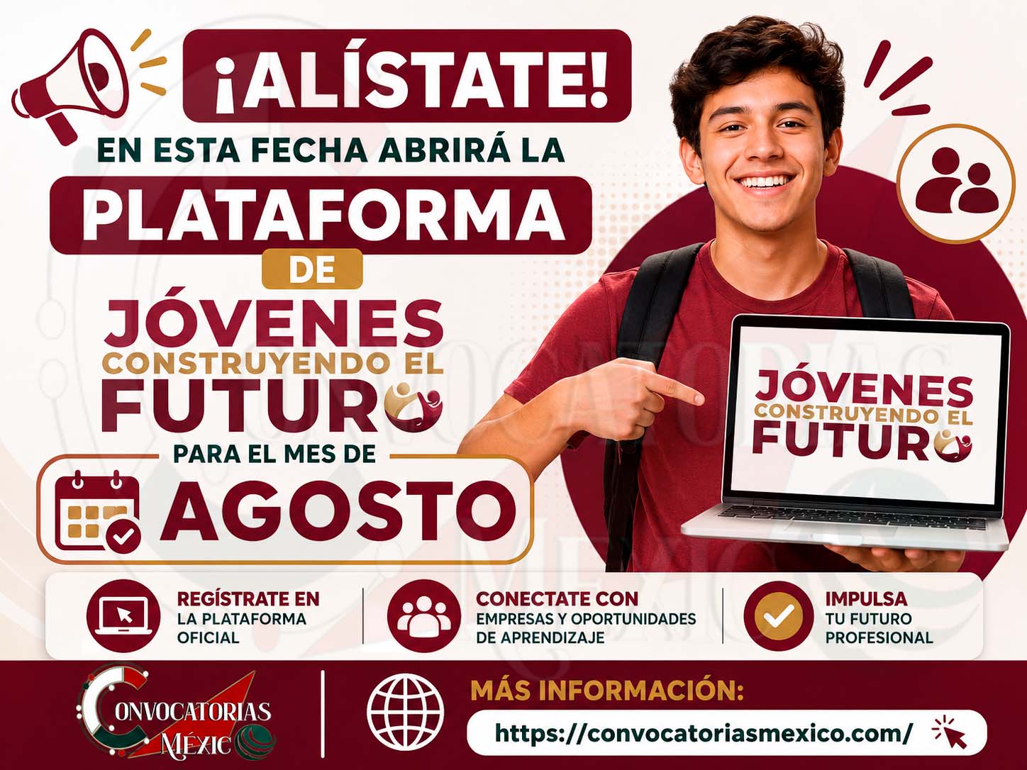 ¡Alístate! En esta fecha abrirá la plataforma de Jóvenes Construyendo el Futuro para el mes de Agosto