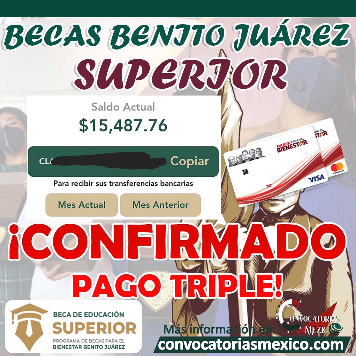 Pagos Triples 15 mil 450 pesos; Jóvenes Escribiendo el Futuro ¡Depósitos Bancarios!
