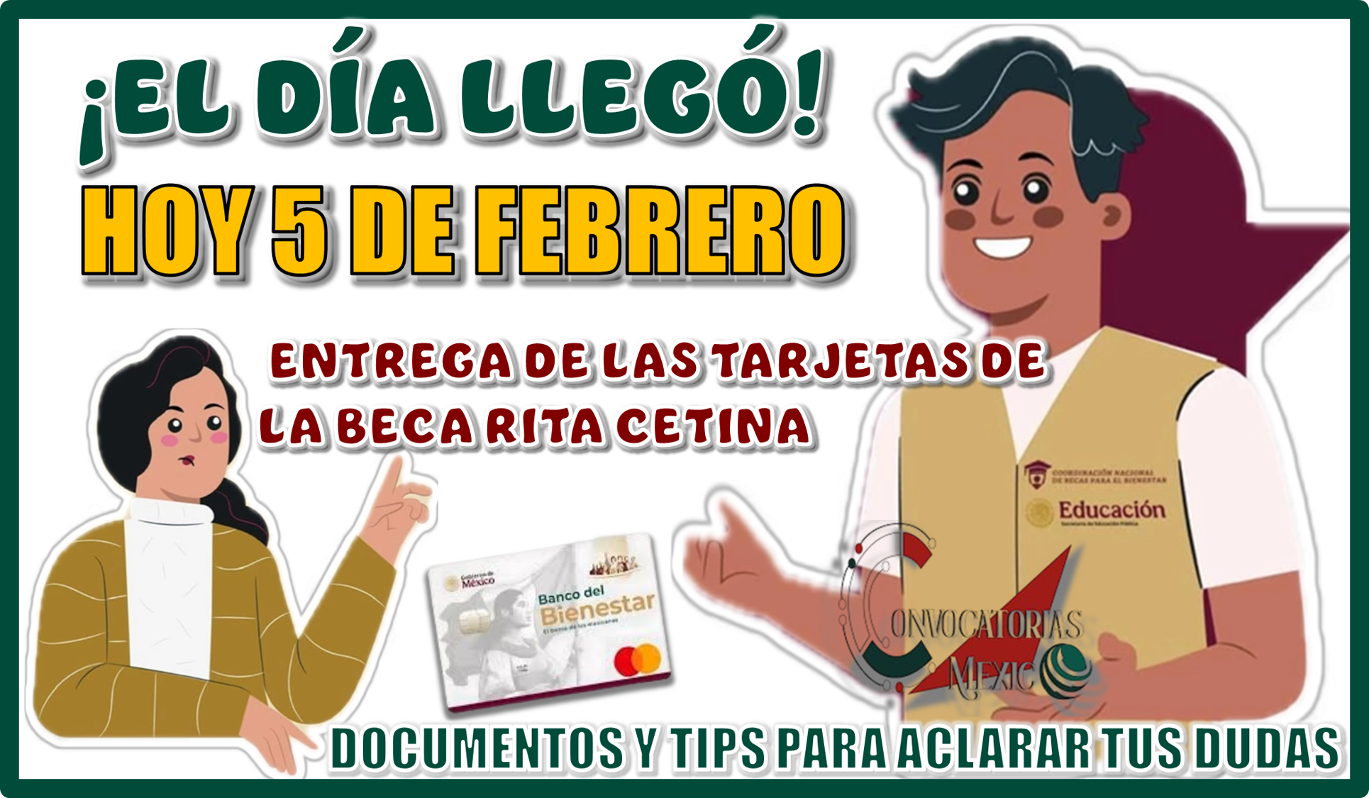 ¡EL DÍA LLEGÓ!...HOY 5 DE FEBRERO SE INICIA LA ENTREGA DE LAS TARJETAS DE LA BECA RITA CETINA EN EDUCACIÓN BÁSICA...DOCUMENTOS Y TIPS PARA ACLARAR TUS DUDAS DE ESTA ENTREGA 