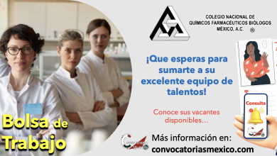 ¡Es tu oportunidad de formar parte del equipo de trabajo del “Colegio Nacional de Químicos Farmacéuticos Biólogos México, A.C.”! ¡Conoce sus excelentes beneficios!