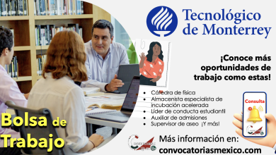 ¡Es tu oportunidad de trabajar en “Tecnológico de Monterrey”! ¡Consulta sus múltiples vacantes y postúlate!