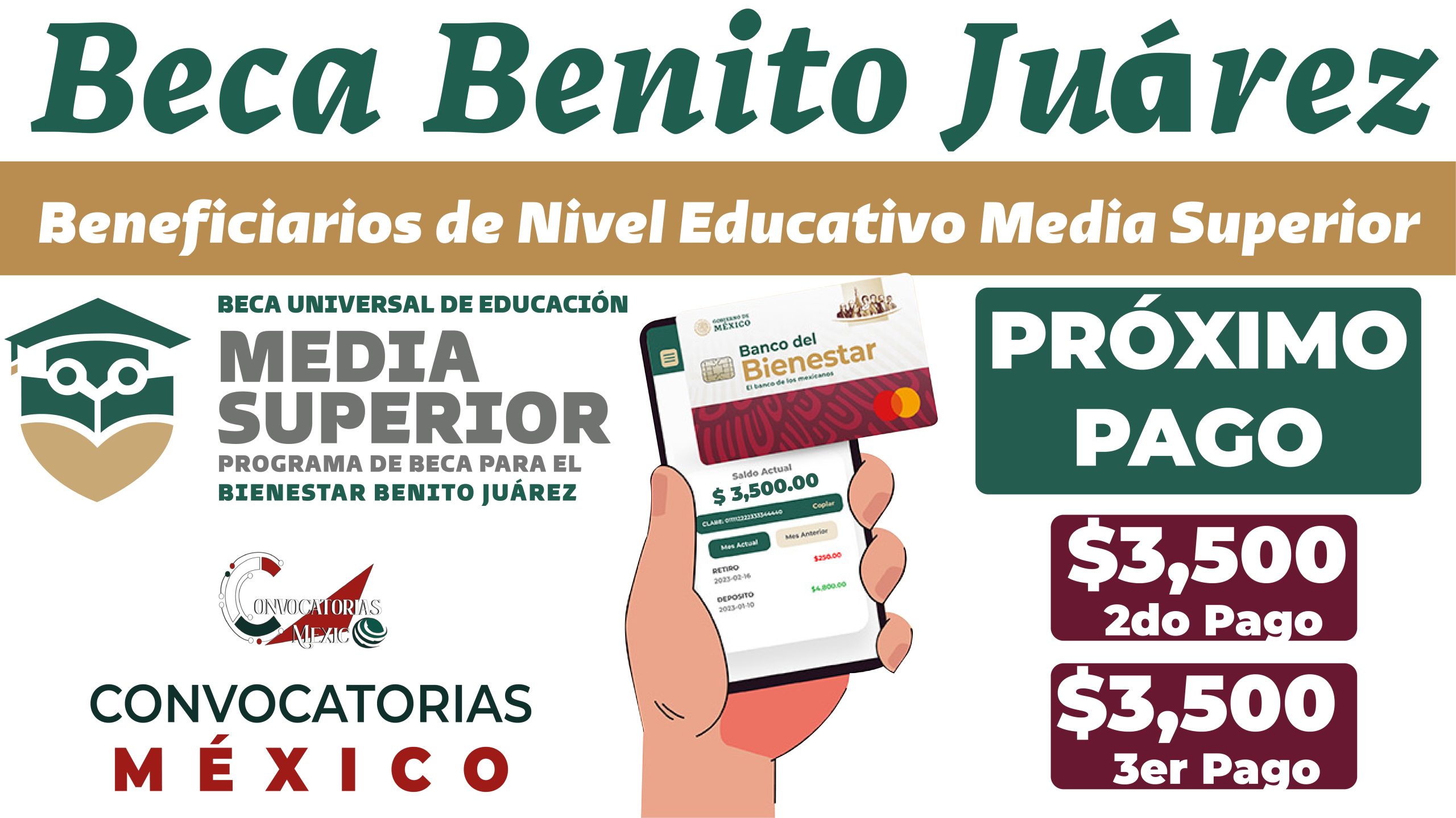  Alumno beneficiario de la Beca Benito Juárez Media Superior ¡PRÓXIMO PAGO DOBLE!