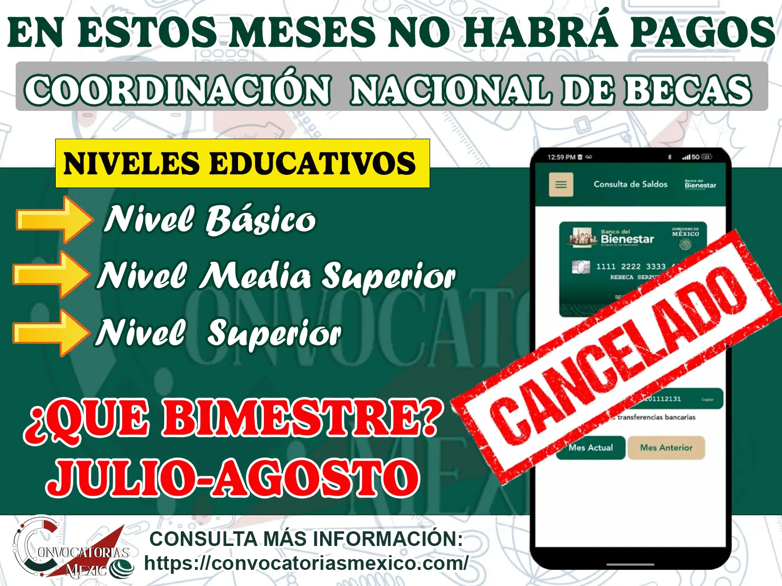 ¡SUSPENSIÓN DE PAGOS! En estos meses no realizarán depósitos bancarios para las 3 Becas del Gobierno Federal