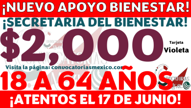 ¡Secretaría del Bienestar dará nuevo apoyo bimestral! ¡El 17 de JUNIO darán Resultados para recibir $2,000 mil bimestrales! Tarjeta Violeta Bienestar 2024