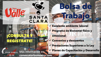 ¡Sé el primero! Consulta la bolsa de trabajo de “JUGOS DEL VALLE” y “SANTA CLARA”