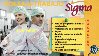 ¡ÚNETE AL EQUIPO DE TRABAJO DE “SIGMA”! CONSULTA SU BOLSA DE EMPLEOS DISPONIBLES