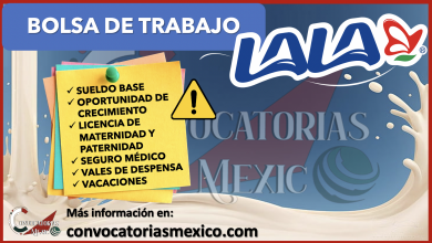 ¡VACANTES DISPONIBLES EN LALA! Aprovecha la oportunidad de unirte a su equipo de trabajo