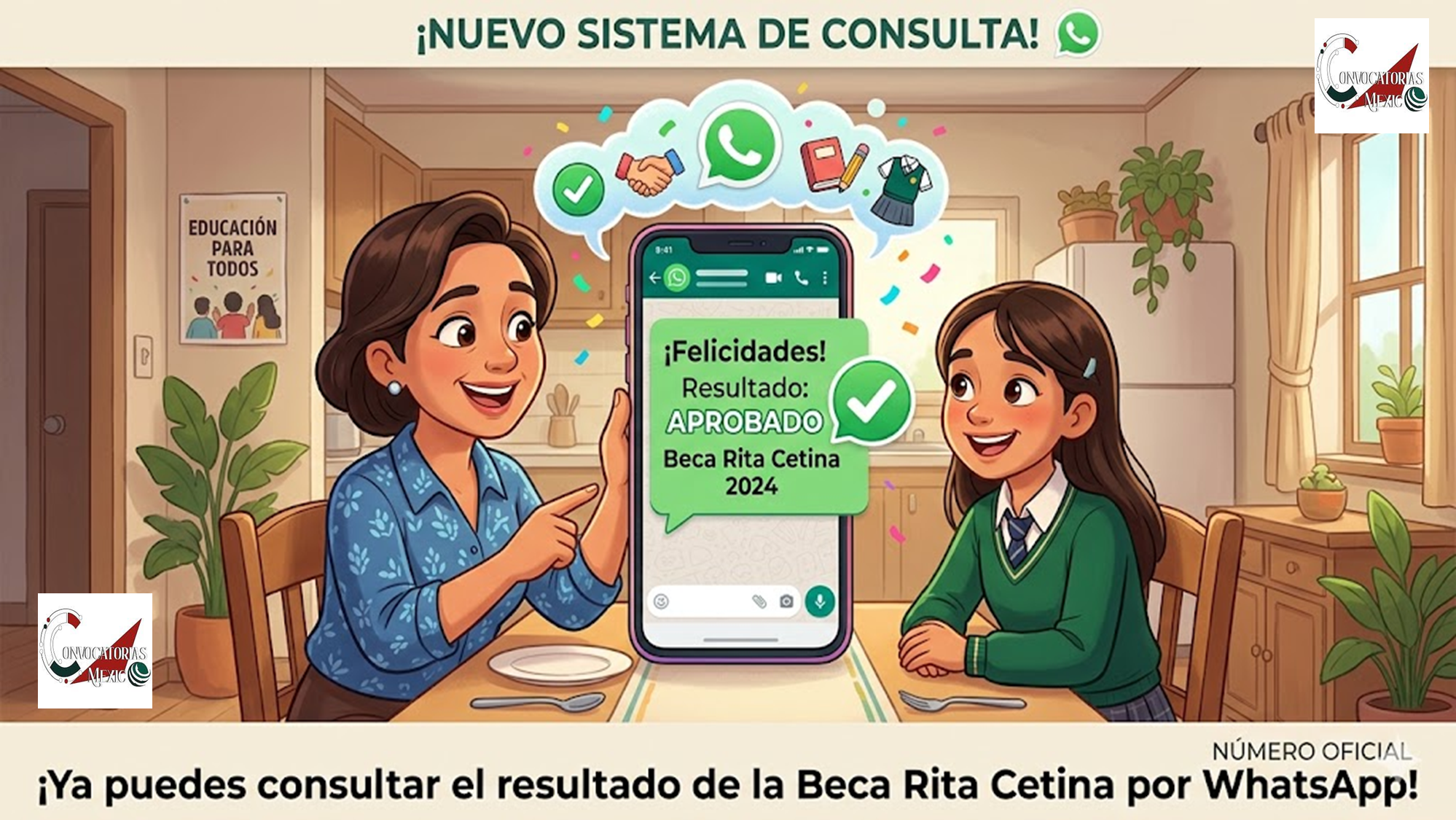 ¡Ya puedes consultar el resultado de la Beca Rita Cetina por WhatsApp!