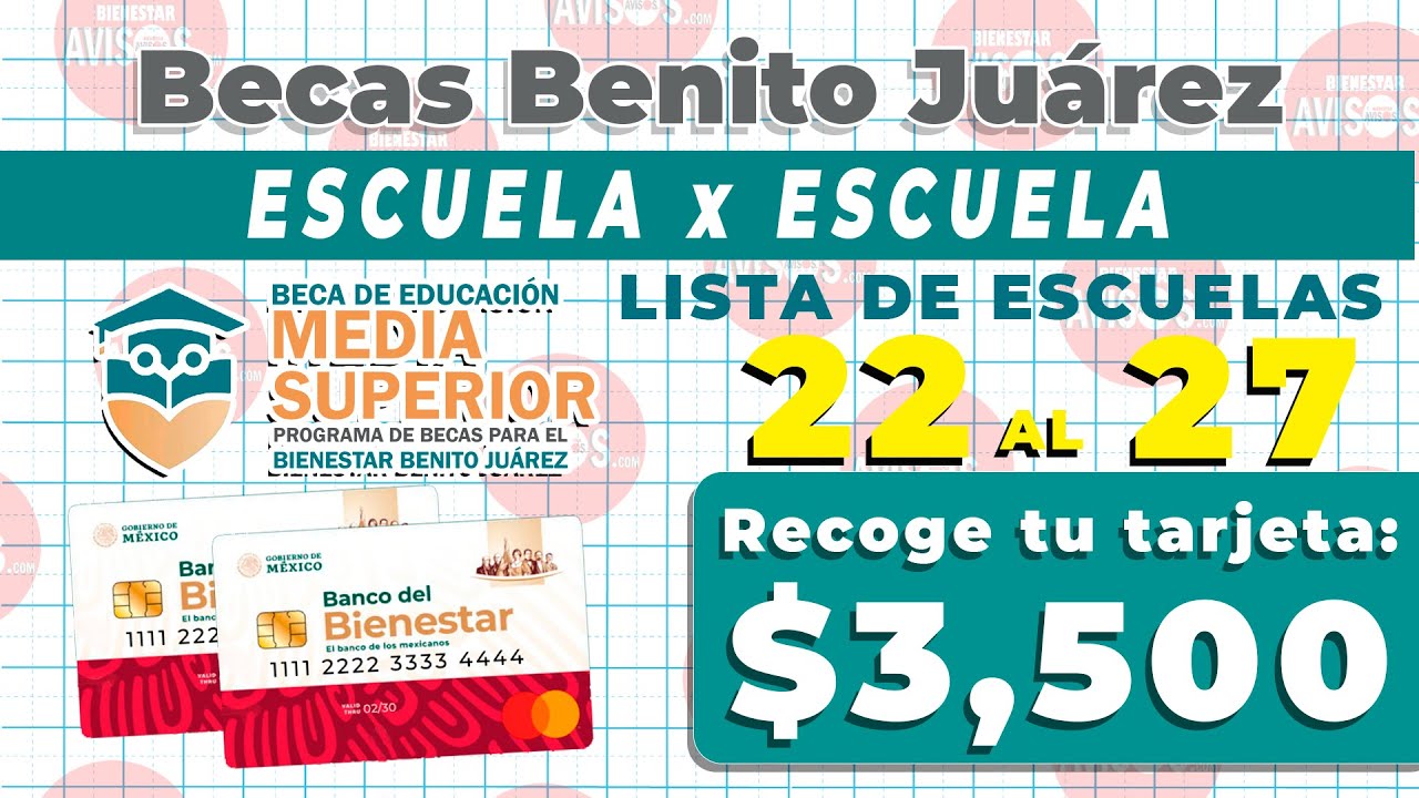 💲💸¡ATENCIÓN ALUMNO! TU ESCUELA será visitada del 22 al 27 de mayo para ENTREGA DE TARJETAS Bienestar