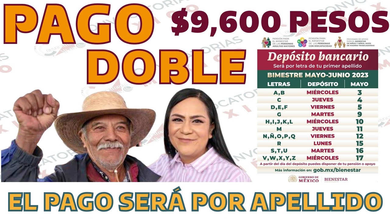 🔴ADULTOS MAYORES 🔴Calendario de pagos dobles $9,600 para beneficiarios de la Pensión Bienestar 2023